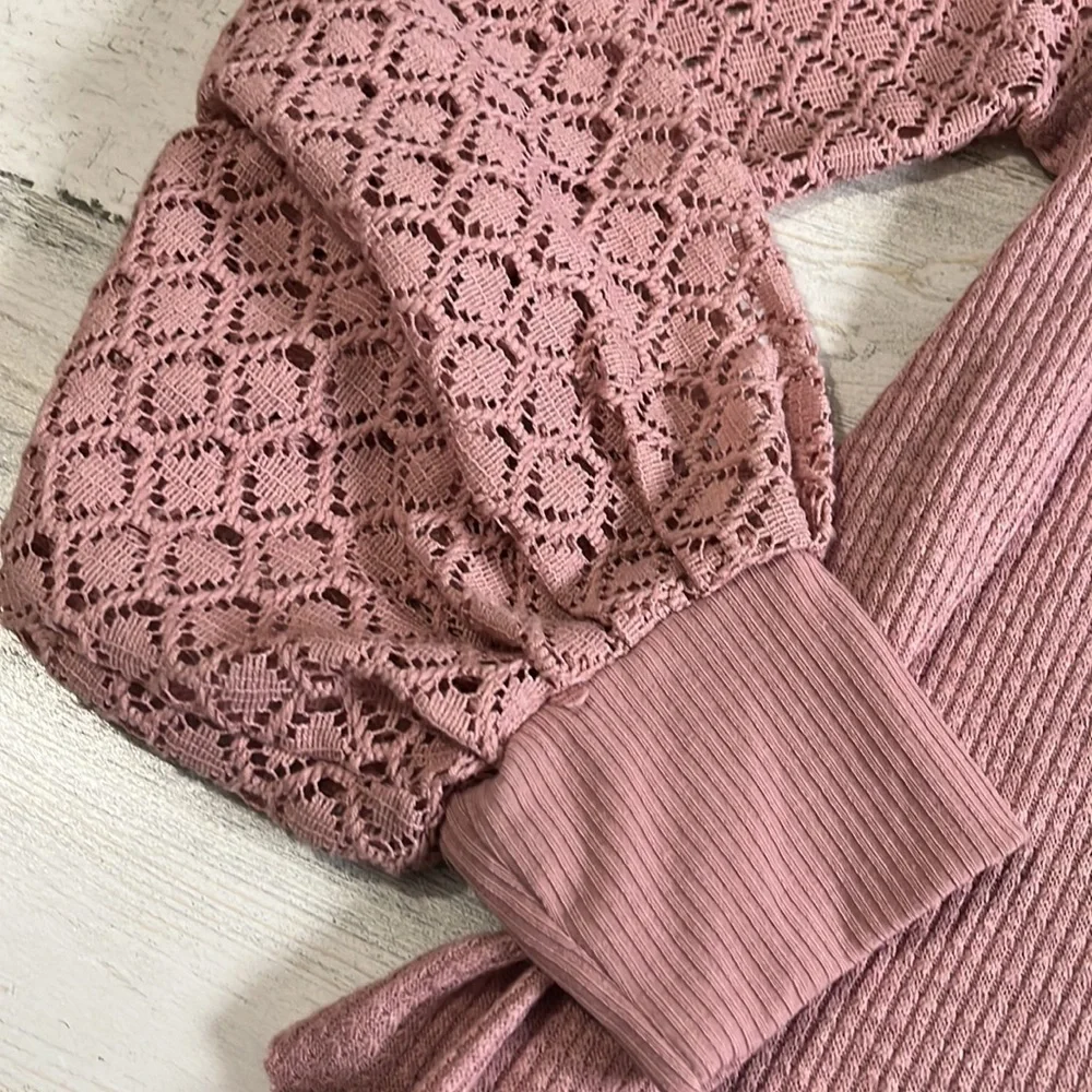 Free People Rose Sweetest Thing Thermal Top Size M